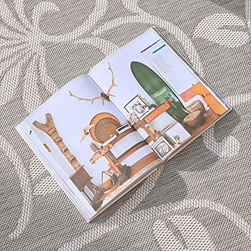 Gertmenian Indoor/Outdoor Kona Coast by Reyn Spooner Runner Rug - 2x6 Runner, Stain & UV Resistant, Ideal for Deck, Patio, Poolside Rooms - Floral Vines, Gray Cream, 46682