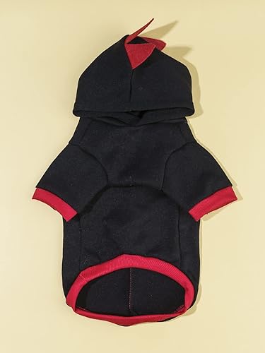 Miniatura 5 de QWINEE Sudadera con capucha de dinosaurio para perro, chaqueta cálida para Navidad, Halloween, disfraz de perro, ropa para cachorros, gatitos,