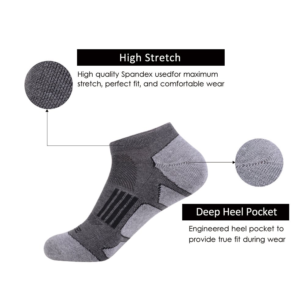 JOYNÉE Calcetines deportivos para correr para hombre, 6 unidades, acolchados, de corte bajo, Grey 1(6 Pares), Shoe Size: 6-12