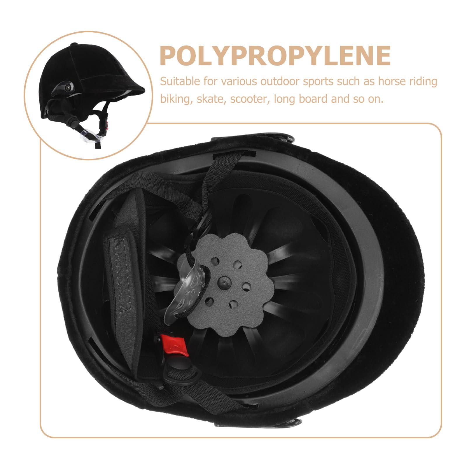 PACKOVE Casco da Equitazione per Nero in Polipropilene Protezione di Sicurezza Regolabile e Ventilazione Completa per Skate e Scooter