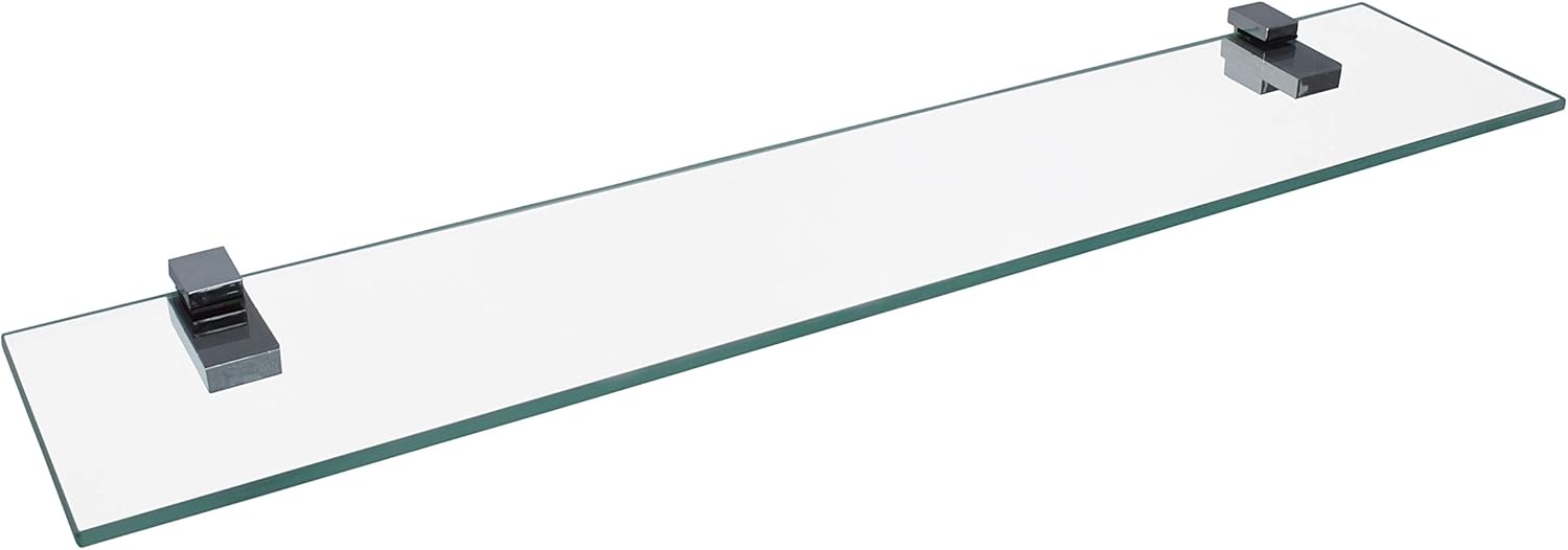 FACKELMANN Glass Shelf 40 cm / Wall Shelf for Bathroom Accessories / Dimensions (W x D) Approx. 40 x 12 cm / Wall Shelf with 6 mm Thickness / High-Quality Glass Shelf with Brackets / Wall Shelf for
