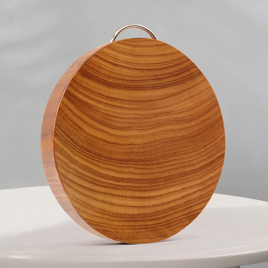Yellow Round Cutting Board with Ergonomic Handle, Heavy-Duty Kitchen Board for Meat & Vegetables