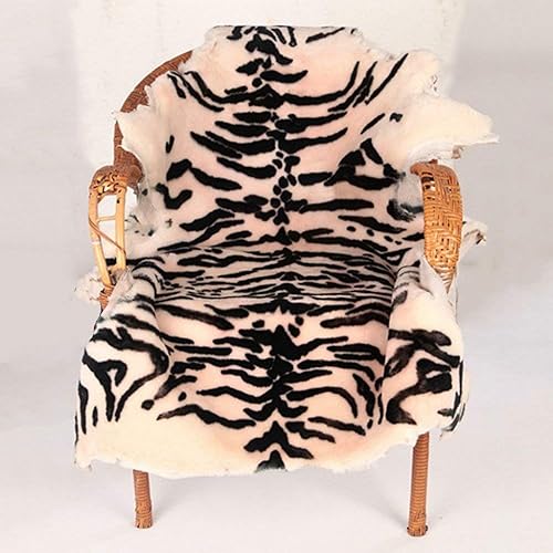 Alfombra de área de estilo chic con estampado de leopardo de tigre blanco, alfombra de oveja australiana, suave y ecológica, se adapta perfectamente