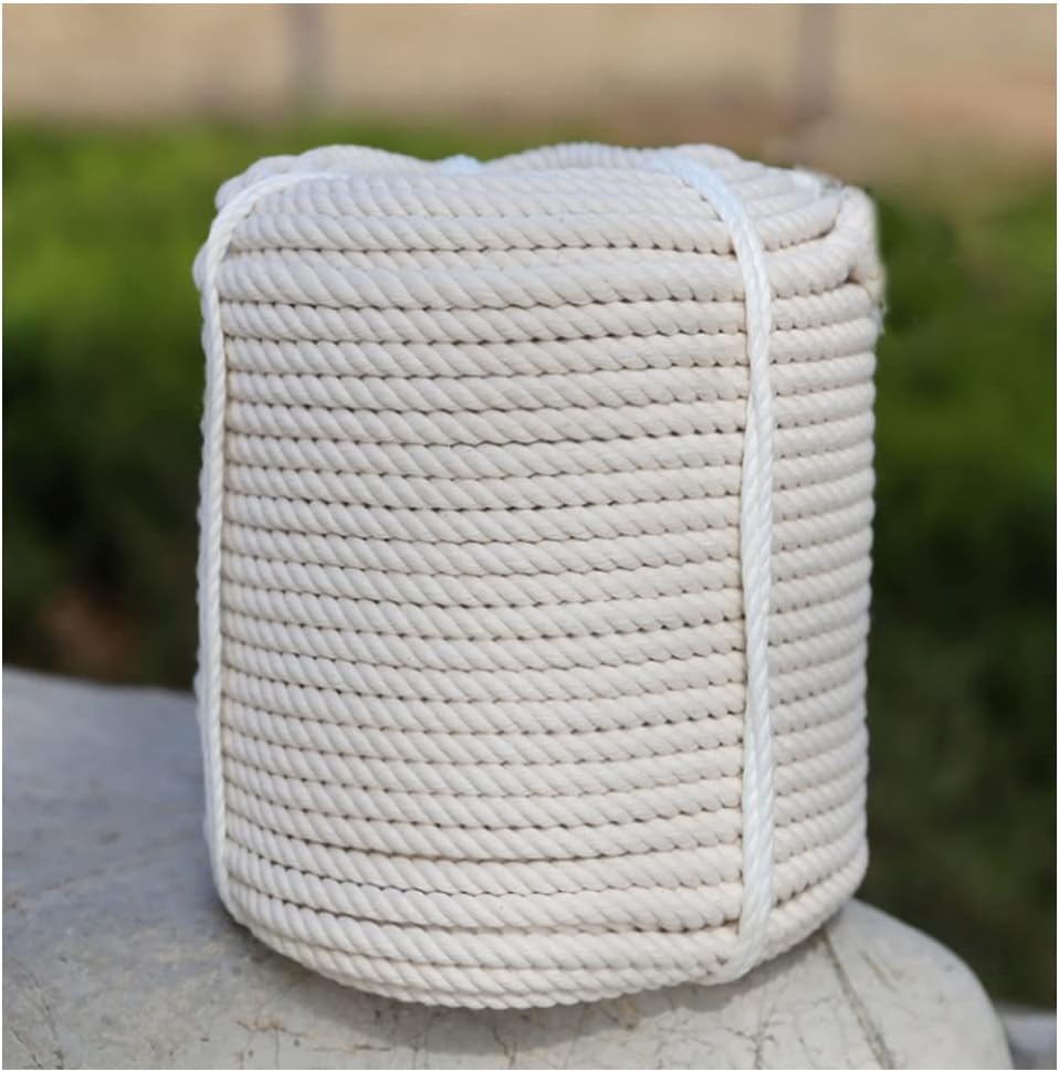 Twisted Cotton Rope durable Custom Color Triple-Strand Rope and Cordage for Sport, Décor, Pet Toys, Crafts thick Cotton Rope 14mm 20-100m (Color : 14mm, Size : 20m)