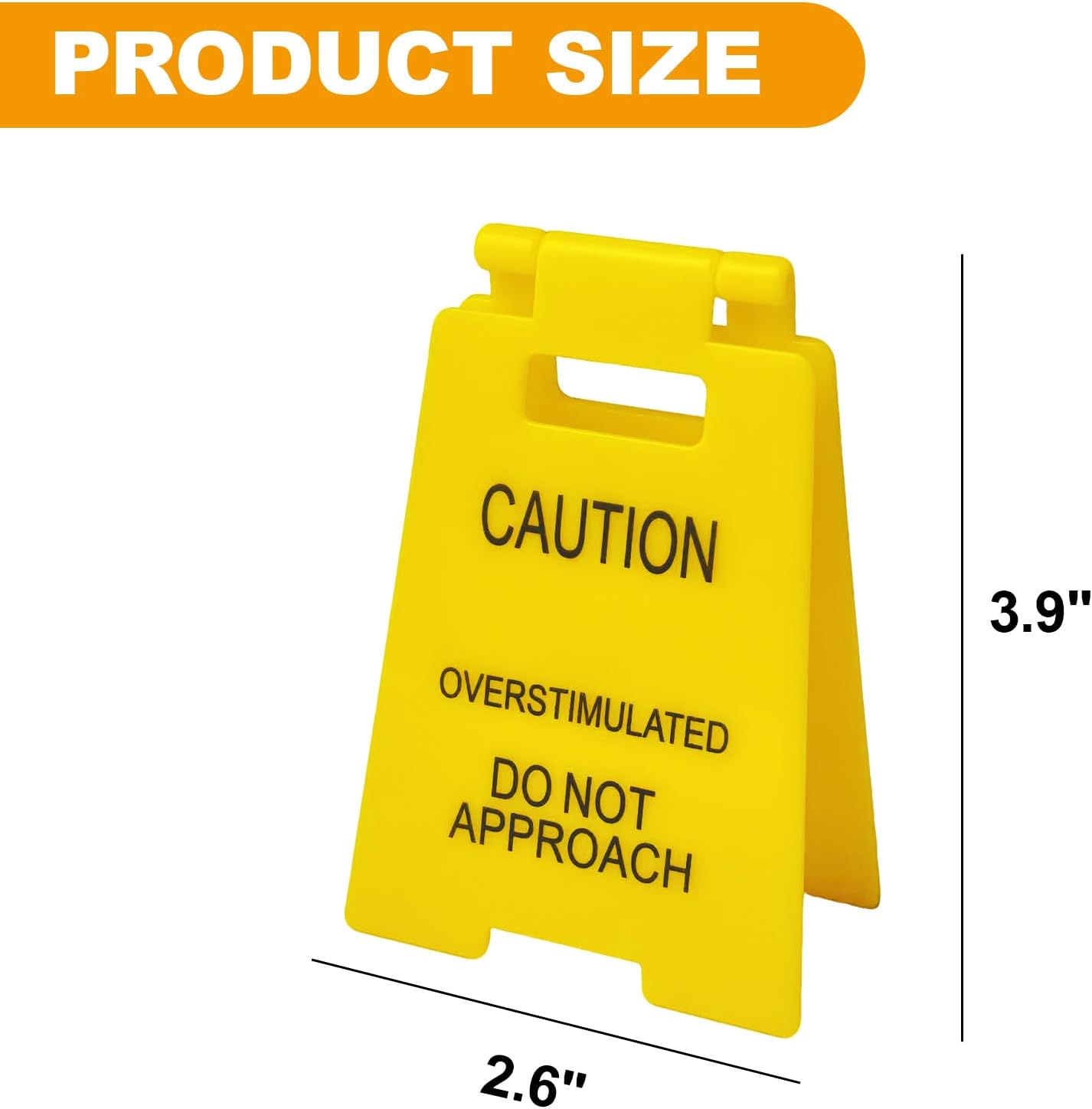 Funny Office Prank Desk Sign,caution overstimulated desk sign, Do Not Approach Warning Sign Humorous Gag Gift Mini Desk Decor for Coworkers Employees Boss Teammate Office (Yellow)