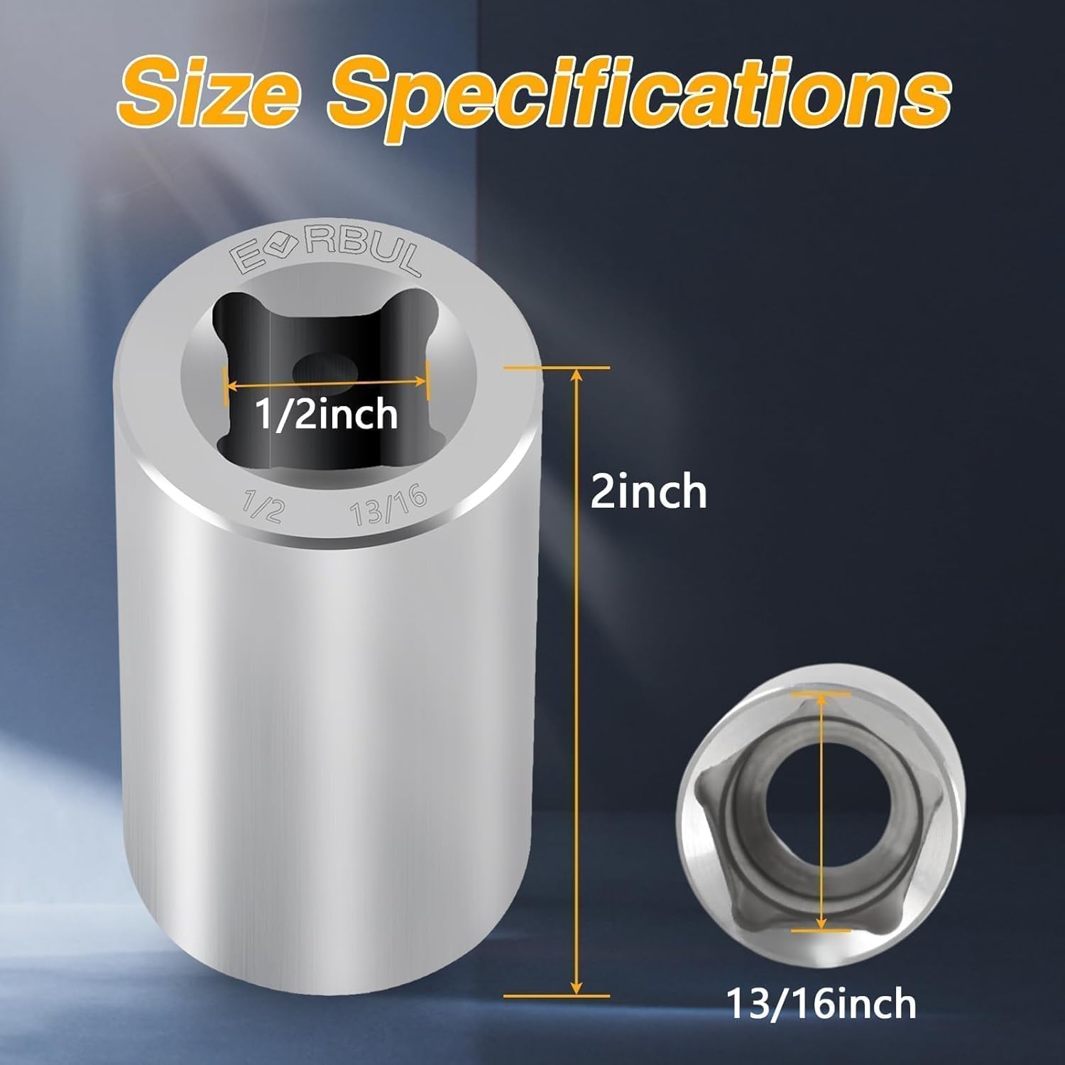EVRBUL 13/16" Penta Socket with 1/2" Drive Stainless Steel Pentagon Socket Tool for Pentagonal Nuts and Bolts (Pack of 2)