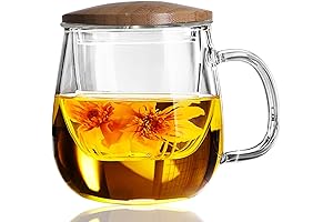 Glass Tea Infuser Cups with Wooden Lid