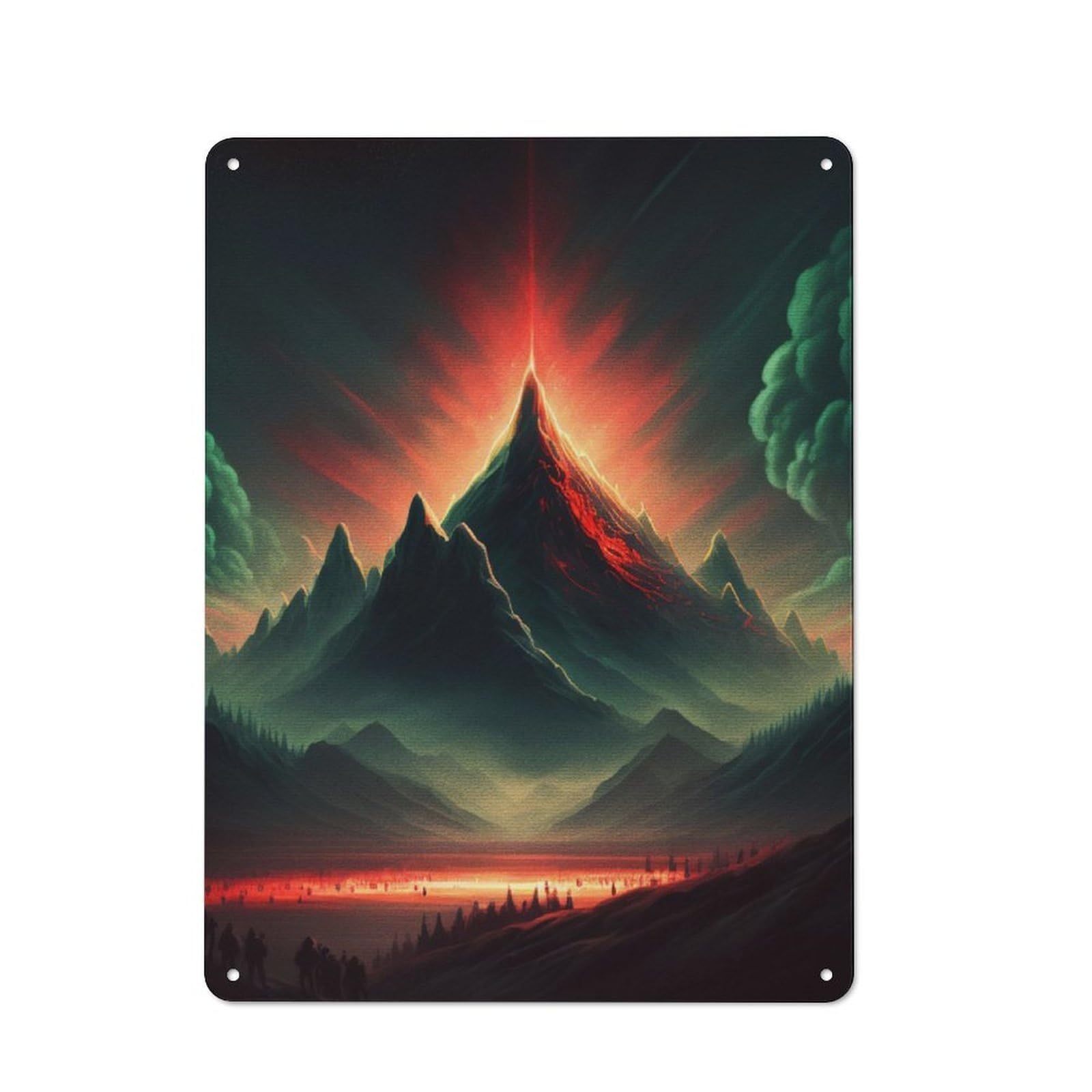 Junmoney Mystical Mountains Tin Wall Plaque 40X30cm With For Pub Or Café, For Collectors Of Retro Metal Wall Decor
