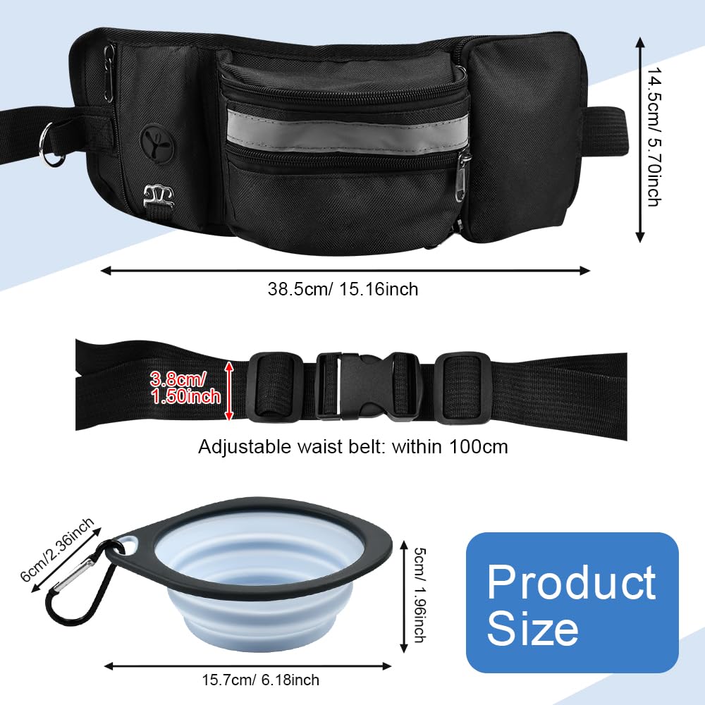 Porta Premietti per Cani 4 in 1 Borsa Addestramento Cane Regolabile Sacchetto di Addestramento per Cane con Ciotola Pieghevole per Animali Domestici per Cibo Cani, Bottiglie d'Acqua(Nero)