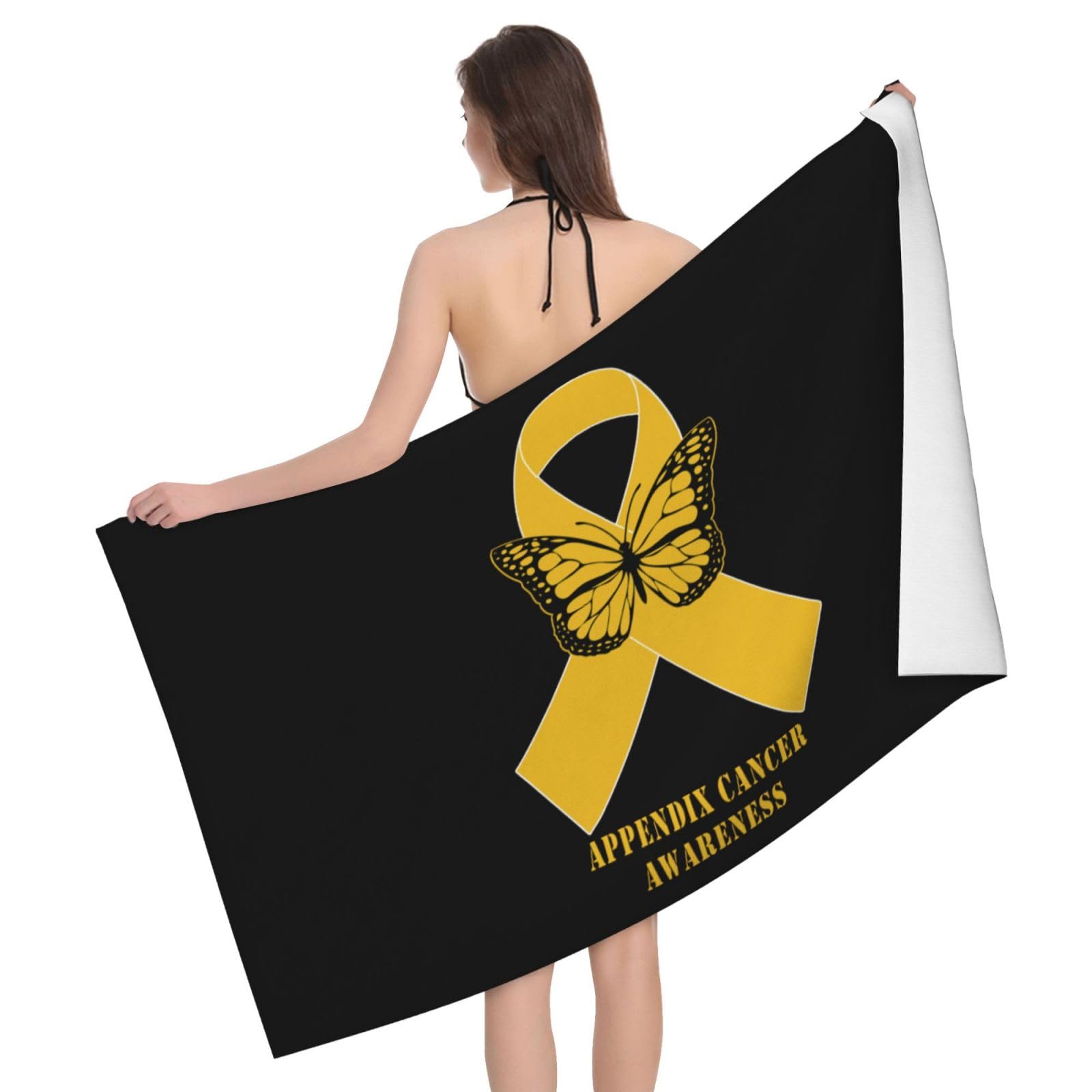 HLBSDM Microfiber Appendix Cancer Awareness Beach Towel Quick Dry Soft Sand Free Beach Towels for Pool Swim Beach Lightweight Thin Towels