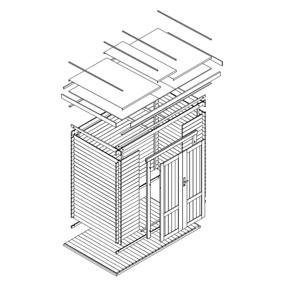 TIMBELA M311F1+M311G Abri De Jardin en Bois 2,22 m², Cabane De Jardin Extérieure avec Parois De 19 mm, Cabanon De Jardin Extérieur pour Outils Et Vélos, Sol Imprégné, Portes À Panneaux