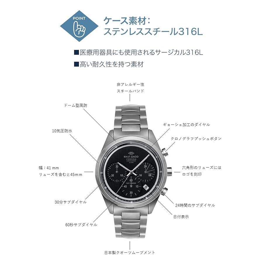 Amazon.co.jp: クヌートガッド Knut Gadd 腕時計 CULT CHRONO