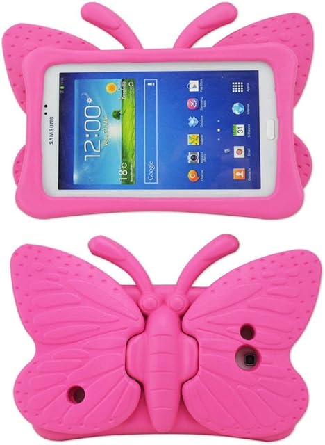 Kids Case for Samsung Galaxy Tab 4/3/3 Lite 7 inch Tablet, Lightweight Durable and Shockproof EVA Foam Super Protection Stand Cover for SM T230 P3200 T110 (Not Fit Samsung Galaxy Tab 3/4 10.1")  Rose