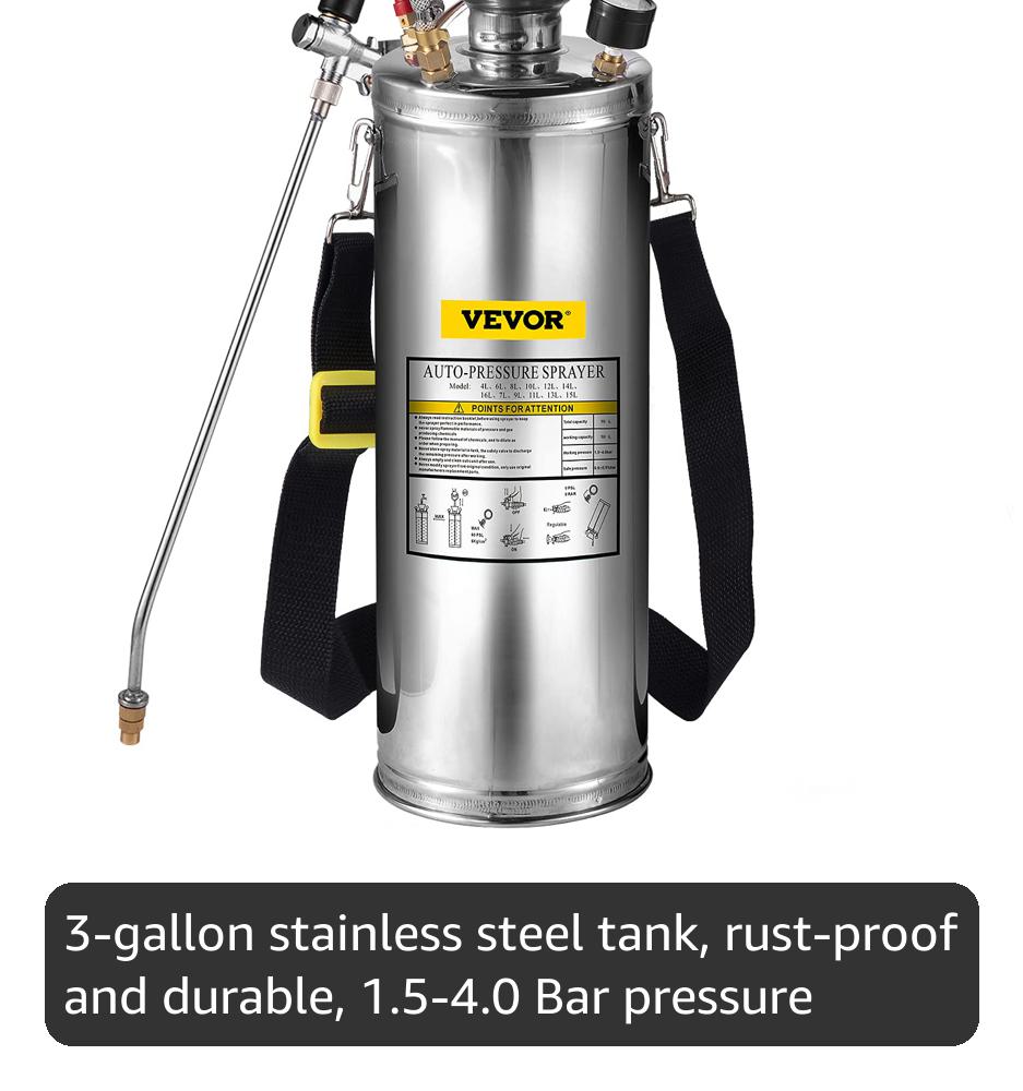 Amazon.com : Happybuy 3 Gallon Stainless Steel Sprayer, 20