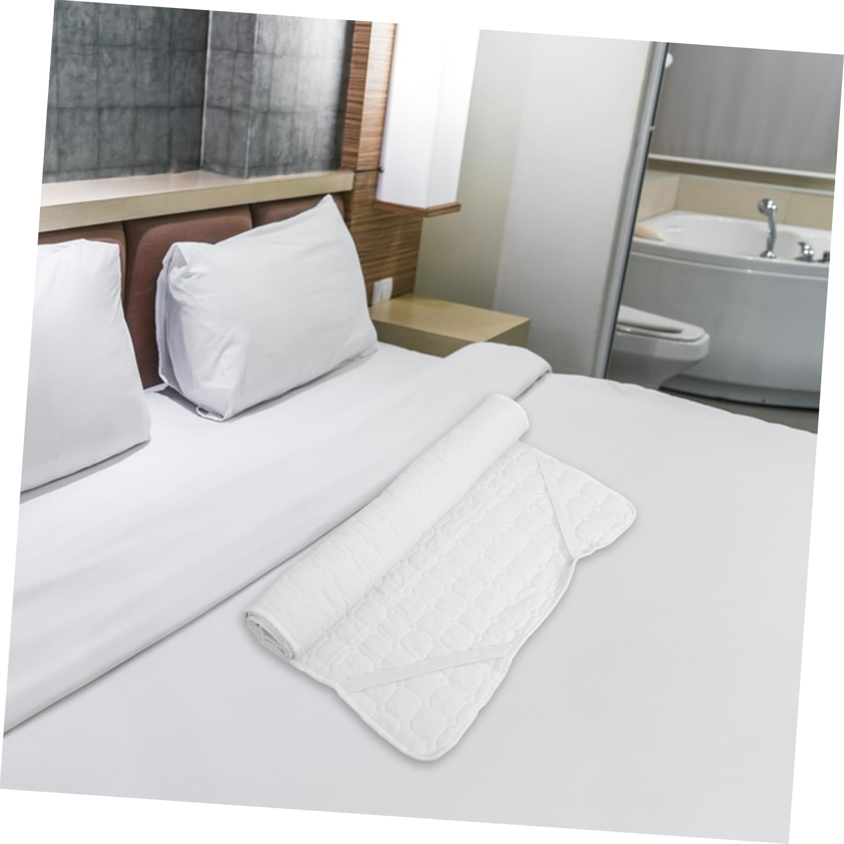 Protège-Matelas Profond Blanc en Polyester Coton, Housse de Protection