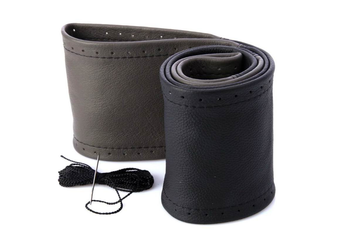 Coprivolante In Pelle Auto - Pit Shop24_de (601115XX) - Nero, 43-45 Cm, Universale Con Ago E Filo