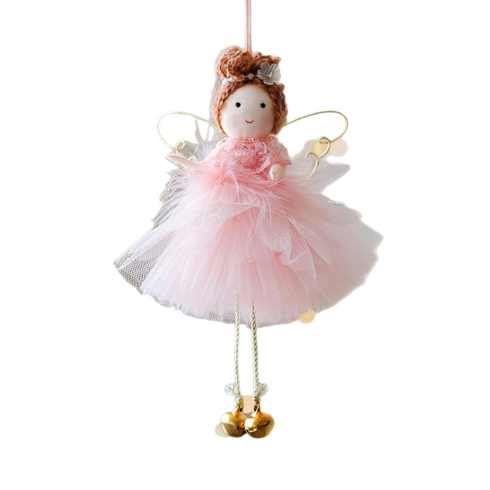 Figure Tree Ornament 17 X 12cm Holiday Decor with Loop Top and Mesh Skirt for Indoor Seasonal Home Display Seasonal Figure Ornament Christmas Tree Decor Loop Top Mesh Skirt Indoor Shelf Mantel Wreath