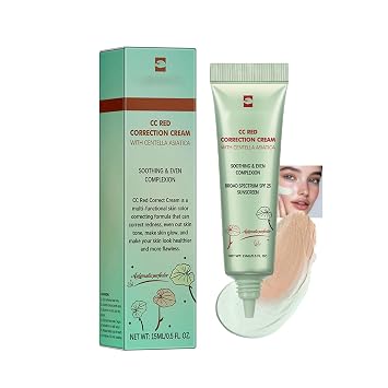 Color Correcting CC Red Cream, Spf 25, Soothing & Even Complexion, Rich In Centella Asiatic, Redness Full Coverage Lightweight, Flawless & Invisible Pores Moisturizer, 0.5 fl oz,#1