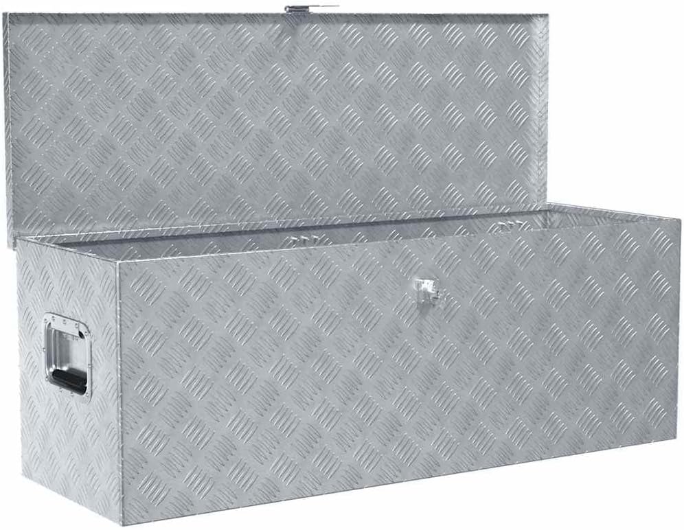 vidaXL Lightweight Durable Aluminum Box, Secure Storage for Tools and Accessories with Locking System, Large 43.5"x15.2"x15.7" -, Portable and Versatile, Ideal for Camping and Transport