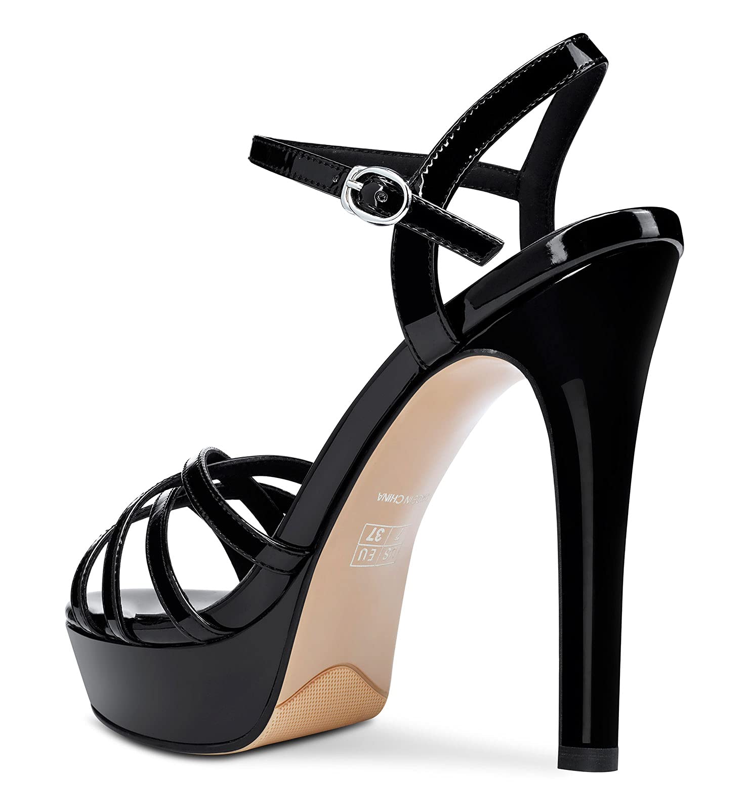 NobleOnly Donna Sandali Plateau Cinturino alla Caviglia Fibbia Slingback Tacco a Spillo 13CM High Heels
