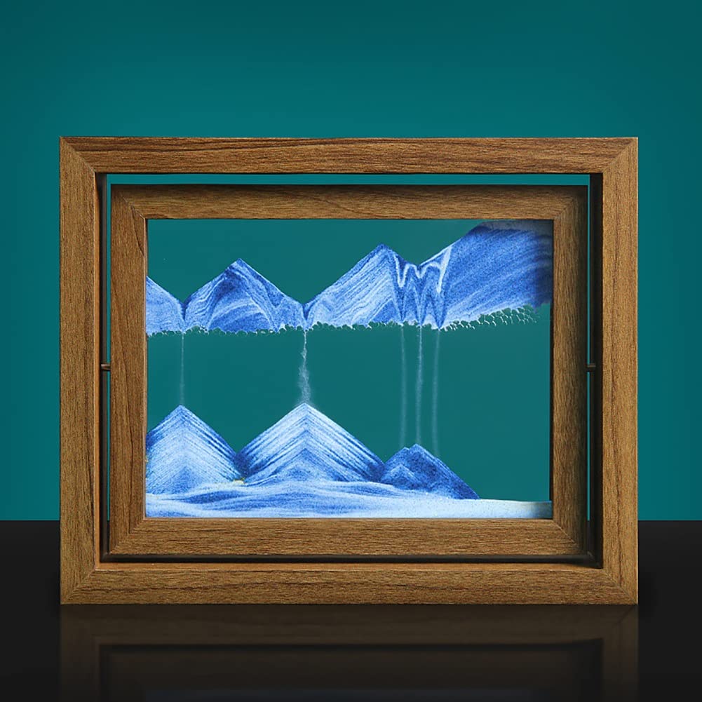 Mihtra Blue Moving Sand Art Picture, Glass 3D Deep Sea Sand Art Liquid Motion Moving Sand Art Picture Sandscapes In Motion 3D Sand Painting For Home Decor And Office (Color : Size : Rotatable)