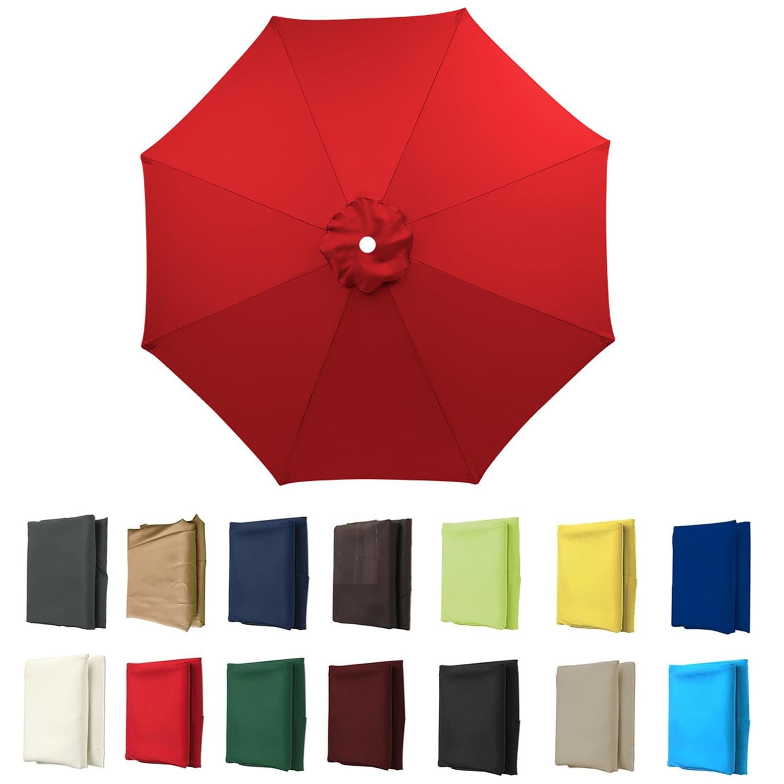 2m-3.5m Replacement Parasol Canopy, Umbrella Replacement Fabric, UPF 50+ Garden Parasol Replacement Canopy, Outdoor Replacement Fabric, 6/8 Rib for Garden Umbrella (Red,8ribs:2.7m/8.8ft)