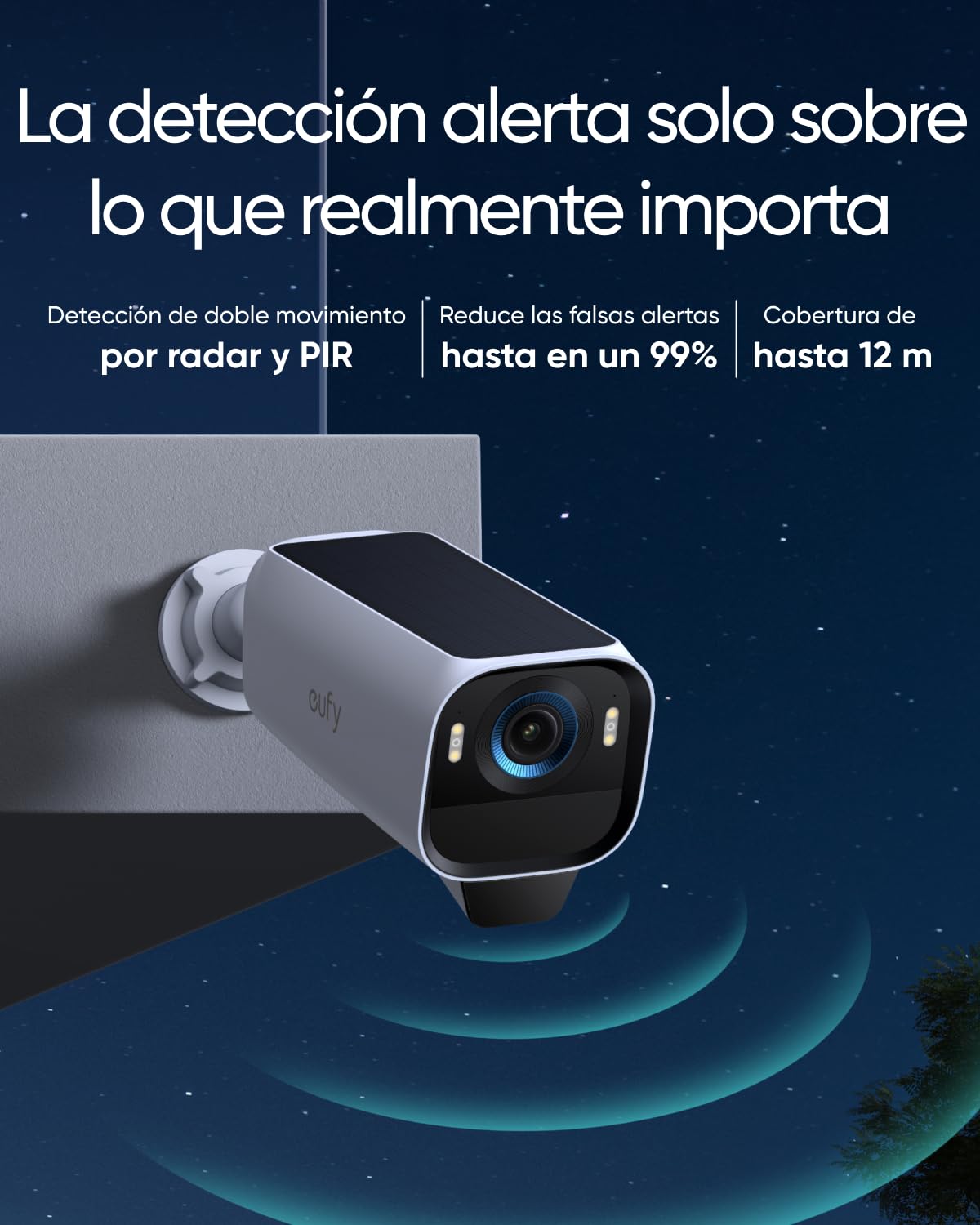 eufy Security eufyCam S3 Pro, 4K Camara vigilancia WiFi Exterior Solar | Visión MaxColor, reconocimiento facial IA, almacenamiento local, sin cuotas mensual, requiere HomeBase 3