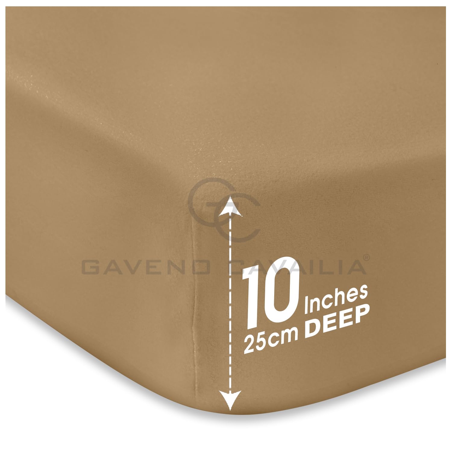 GC GAVENO CAVAILIA Super King Fitted Sheet Deep 10 Inch/ 25 Cm, Mocha - Image 3