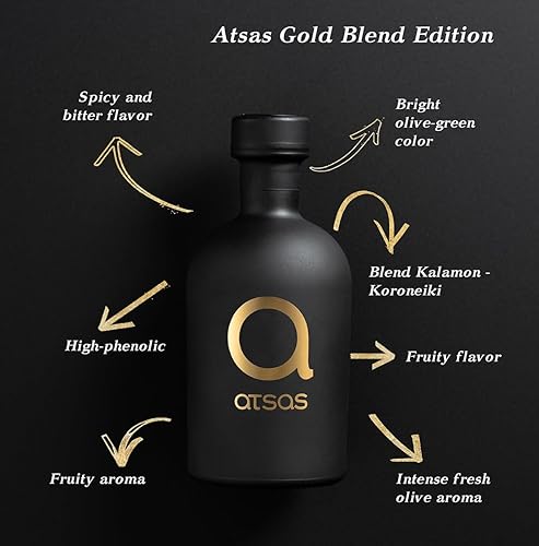 Miniatura 8 de Atsas Aceite de oliva virgen extra orgánico extremadamente alto fenólico  Edición Gold Blend  Sin filtrar rico en fenoles que estimulan la salud
