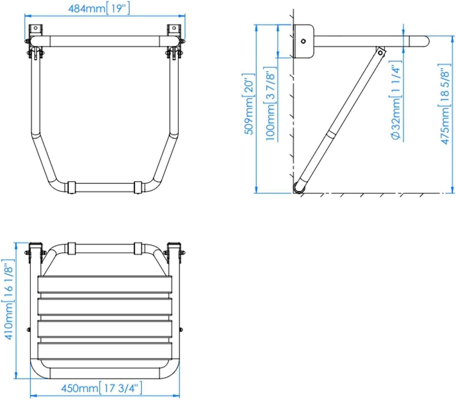 Mediclinics Asiento de Ducha Abatible para Personas Mayores y Movilidad Reducida | Asiento Plegable para Baño Adaptado en Acero Inoxidable | AM0251 (Acero Inoxidable brilloso)