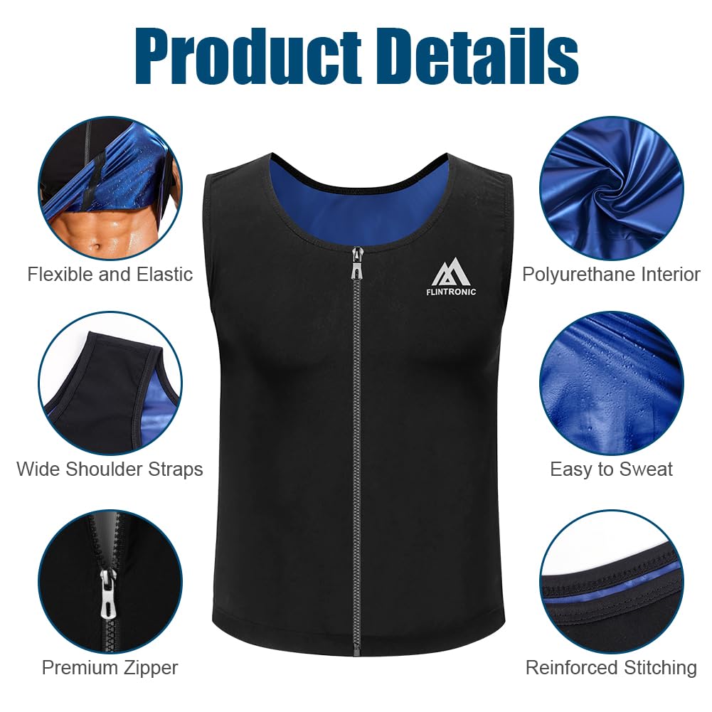 Flintronic Gilet Sauna Uomo Modellante la Sudorazione per Allenamento Fitness Sportivo Body Shaper