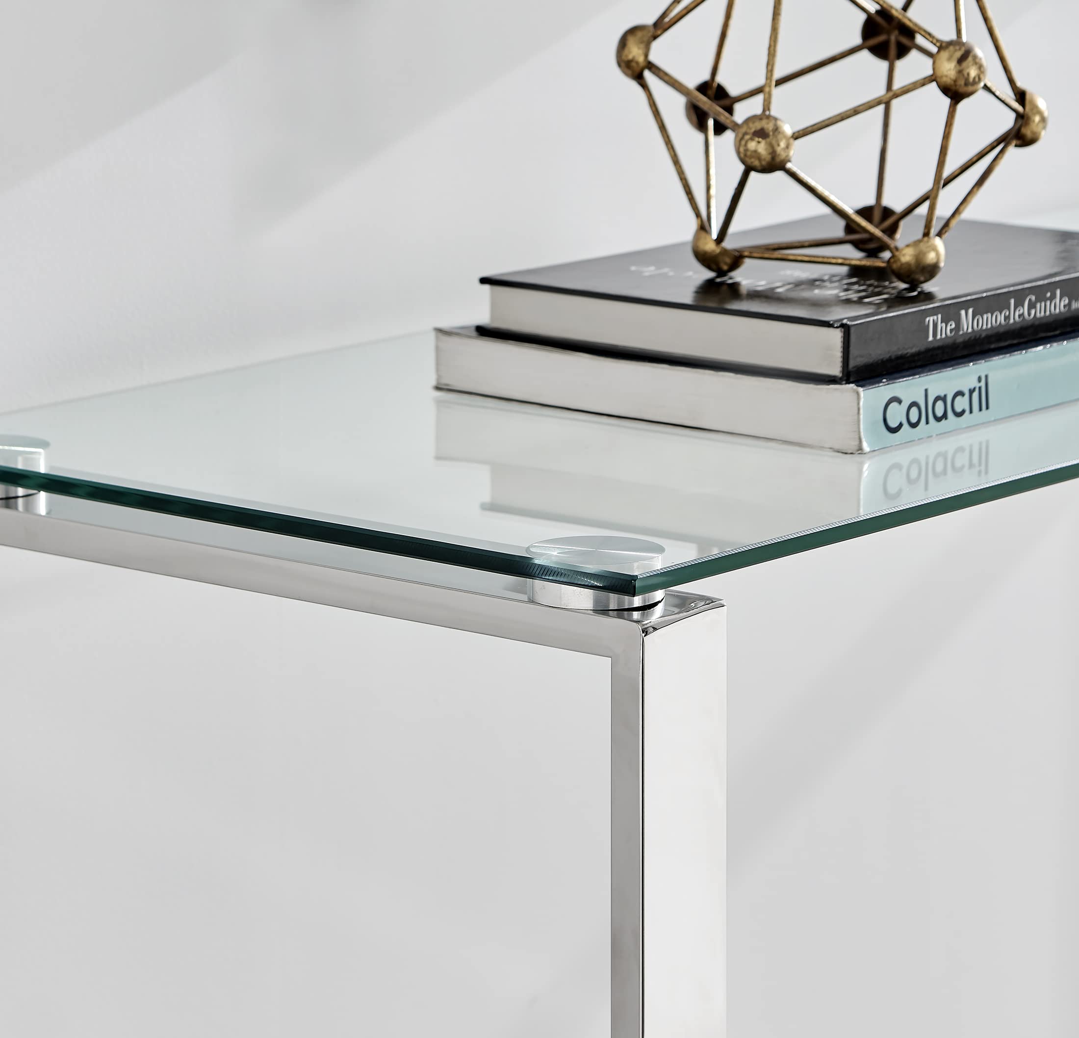 Buy Furniturebox UK Mirrored Console Table Miami Clear Glass Silver