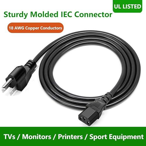 Miniatura 5 de Cable de alimentación de CA de 6 pies y 3 clavijas para VizioTV VX32L VW32L VX37L VW26L VA6 VMM26 VX42L VX52L VX240M VX20L VW46LF VU37L VO37L VO32L