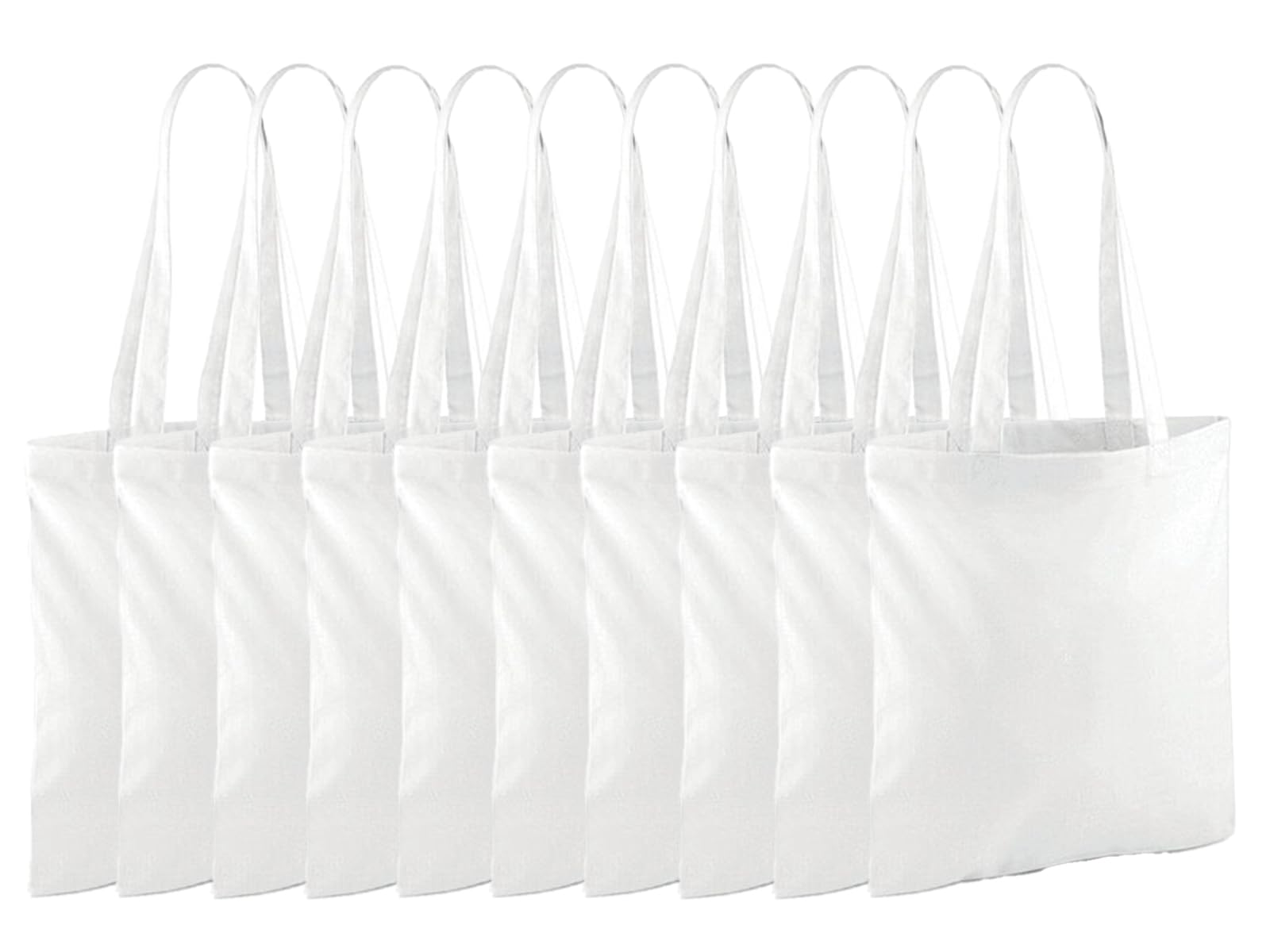 NGWorld Pack of Eco-Friendly Cotton Tote Bags - 10 x White - One Size