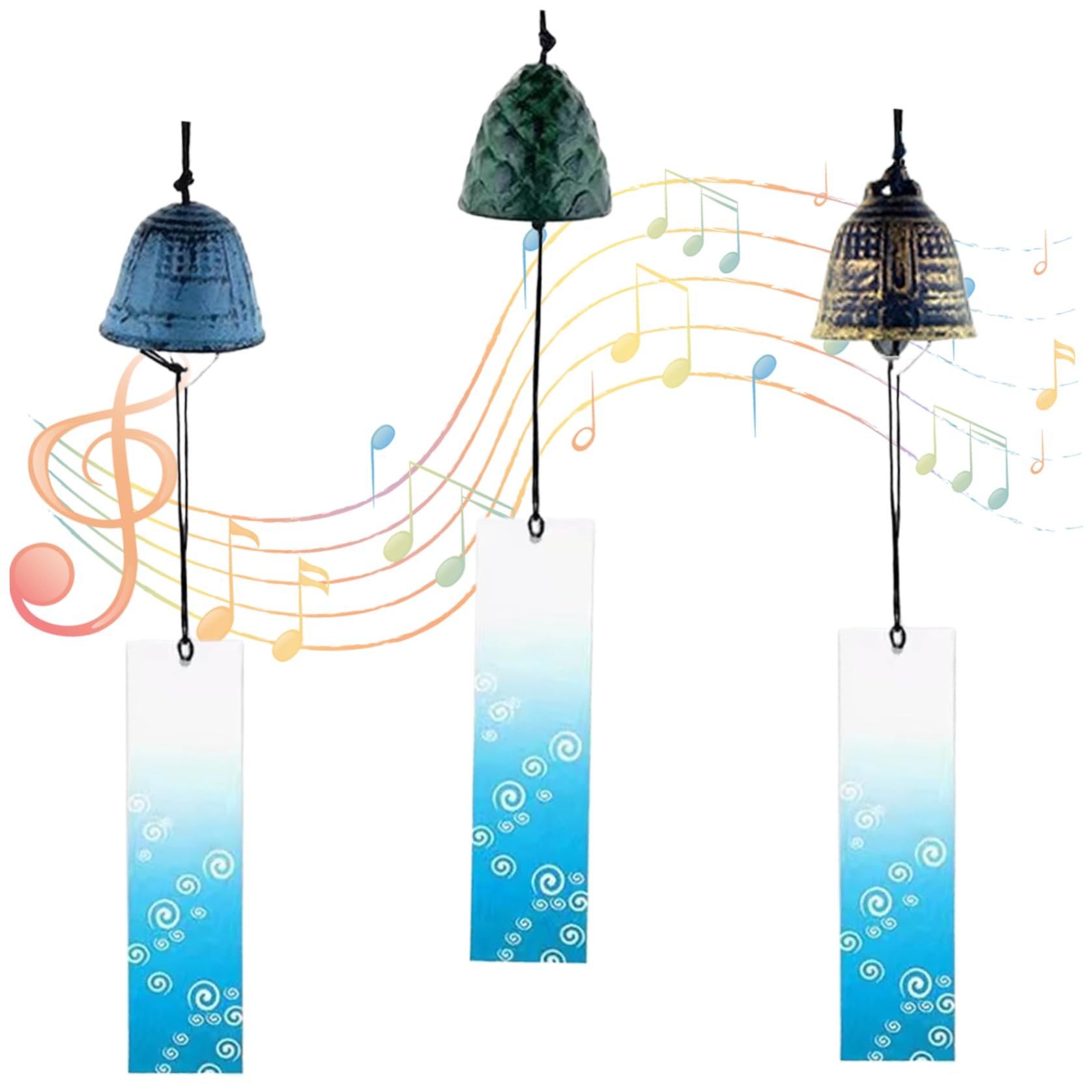 oiujhgCDS Japanese Wind Chime 3PCS Chimes for Garden 16 Inch Vintage