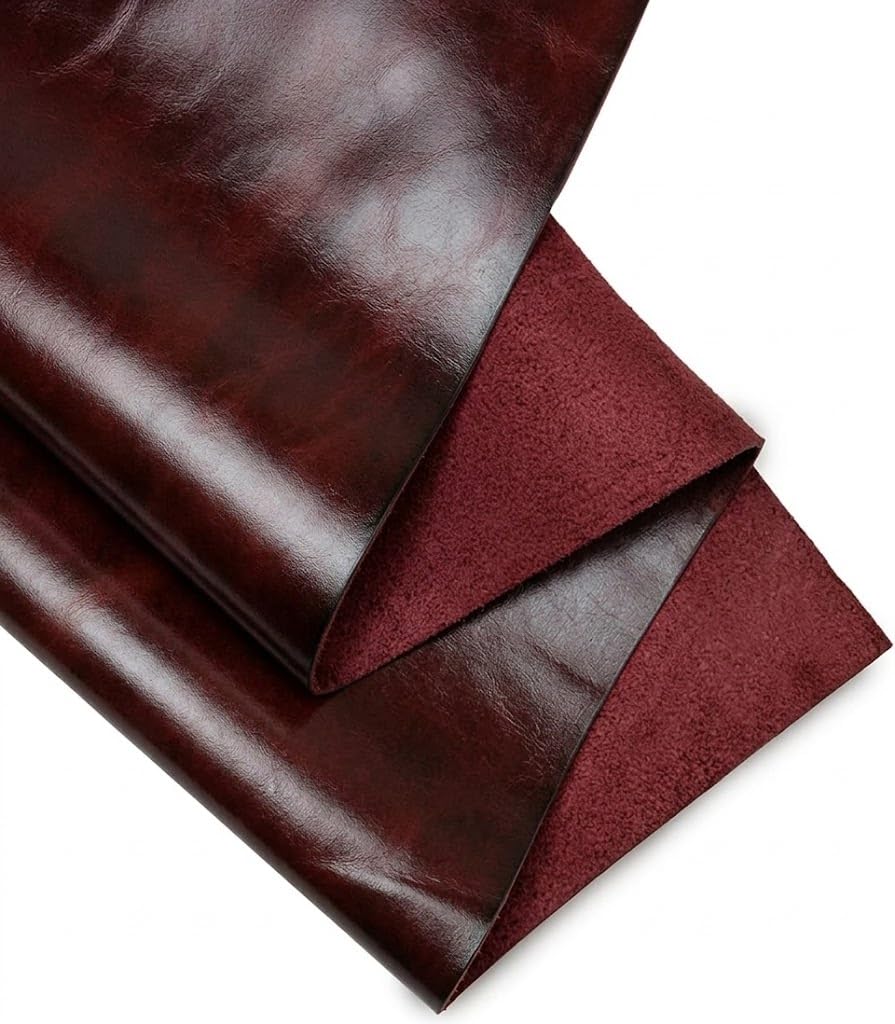 Real Leather Sheets | Full Grain Tooling Leather | 1.3-1.5mm Thick | Cowhide Leather Sheet for Leathercrafts, Repairing and Home Decor by Kozmo (Burgundy -Two Toned, 8" X 12")
