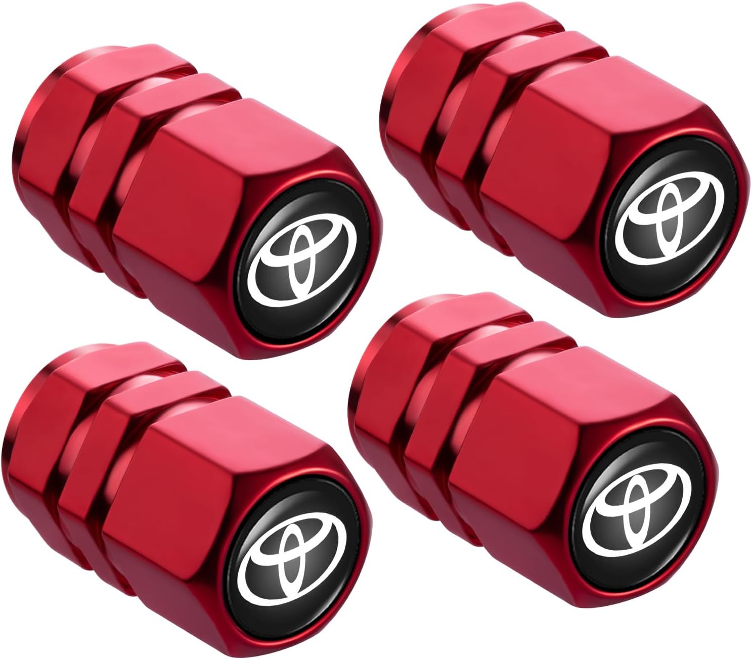 Tire Valve Stem Caps, Compatible with Toyota Series Stem Cap Universal Car Air Cover Car Accessories for Cars, SUV, Truck, Motorcycles 4pcs （Red）