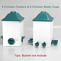 Vista 2 de Comedero para pollos sin desperdicios, kit de alimentador automático para aves de corral, juego de comederos y bebederos de pollos con 6 tazas