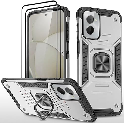 Miniatura 15 de Funda para Moto G Power 5G 2024 con 2 protectores de pantalla de vidrio templado, grado militar, doble a prueba de golpes, con funda de soporte,
