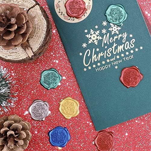 Jodsen 50 pcs Wax Seal,5 Colors Self-Adhesive Wax Seals Stickers,Round Envelope Decals,Alternatives to Wax Sealing Beads for Wedding,Invitation,Birthday Party,Parcels,Manuscripts and Cards