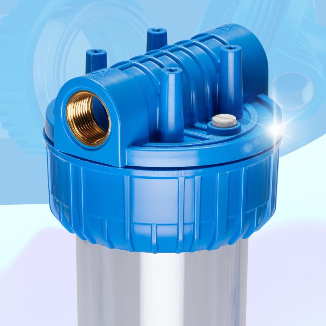 WK Set of 10 inch empty containers for filters (3/4 inches) with mounting bracket and key, made in Italy, blue - Image 4