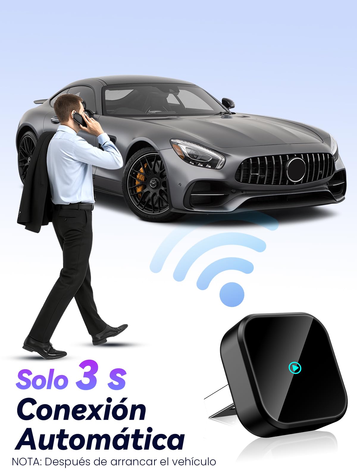 T3 Mini Adaptador CarPlay Inalámbrico para iPhone, Convierte CarPlay con Cable en Inalámbrico, Plug & Play con Type-C/USB, Compatible con Coches Desde 2016, Adecuado para iPhone con iOS 10+ — view 7