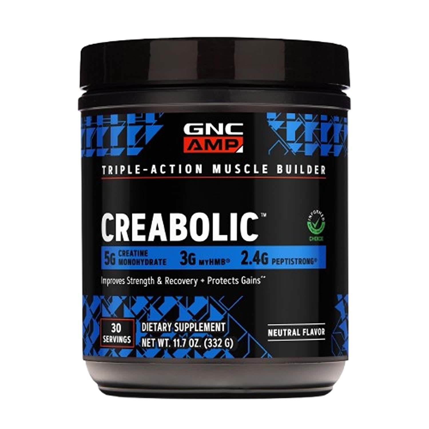 GNC AMP Creabolic Creatine Monohydrate Powder, Unflavored, 30 Servings