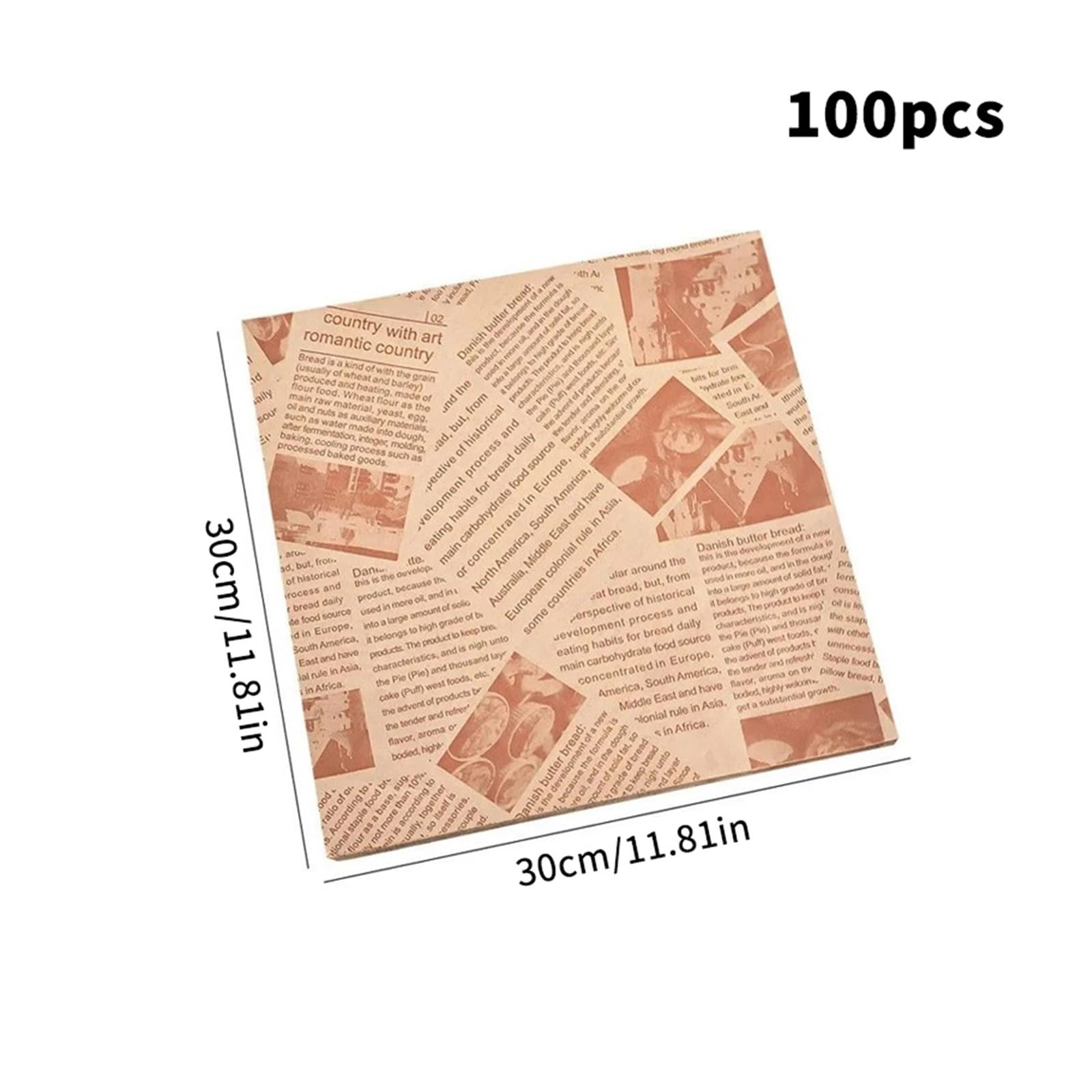 100 pezzi di carta da imballaggio for sandwich, for uso domestico, rotolo pollo a prova olio, for la colazione, strumento cucina(A3)