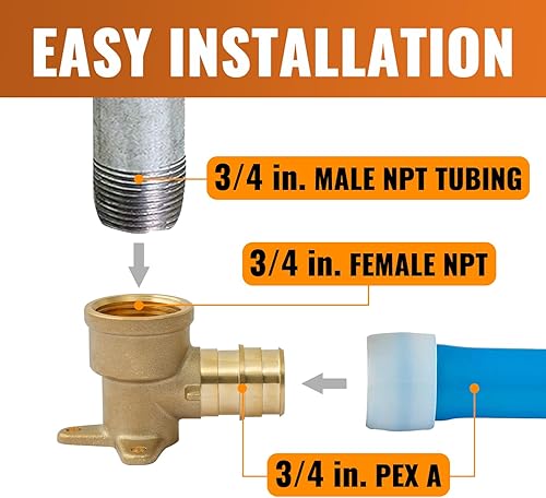 Miniatura 8 de SUNGATOR Paquete de 12 codos de expansión Pex A de 12 pulgadas, codo de oreja Pex A 12, PEX A 12 pulgadas x 12 pulgadas, codo de oreja NPT hembra