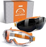 2-Pack Safety Goggles Over Glasses for Men, Anti-Fog Lab Eyewear for Chemistry, Woodworking, Construction - Safety Glasses