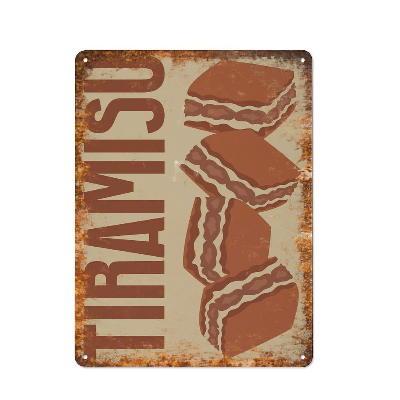 peiyeety Metal Tin Sign Tiramisu Quote Pattern Vintage Rustic Wall Art Kitchen Bathroom Bedroom Living Room Cafe Farmhouse Entryway Office Garage Home Bar Laundry Room Porch Patio 6x8 Inch