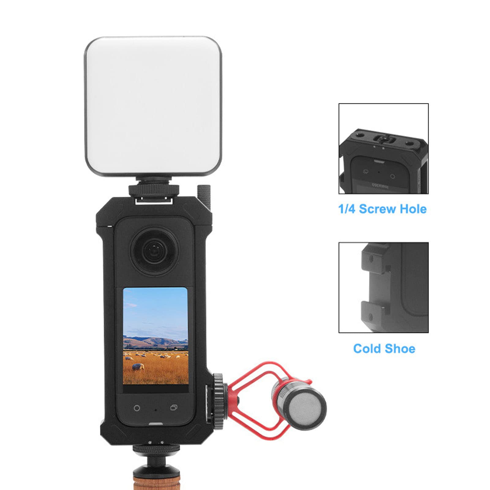 Estuche de Marco para Insta360 X3, Marco Protector para Insta360 X3, Estuche de Marco Protector con Montura de Zapata Fría, para Accesorios Insta360 X3, Fácil Instalación
