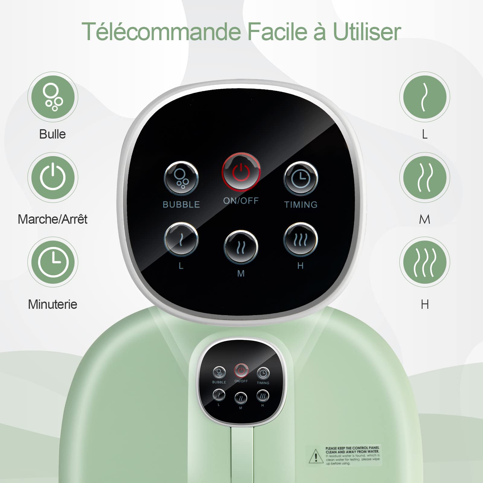 GOPLUS Bain de Pied Massant Chauffant Spa avec 16 Rouleaux Massage, Bain de Pieds Électrique Pliable avec Bulle, Pierre Ponce Shiatsu, Température Réglable 41-45℃, Télécommande, Minuterie (Vert Clair)