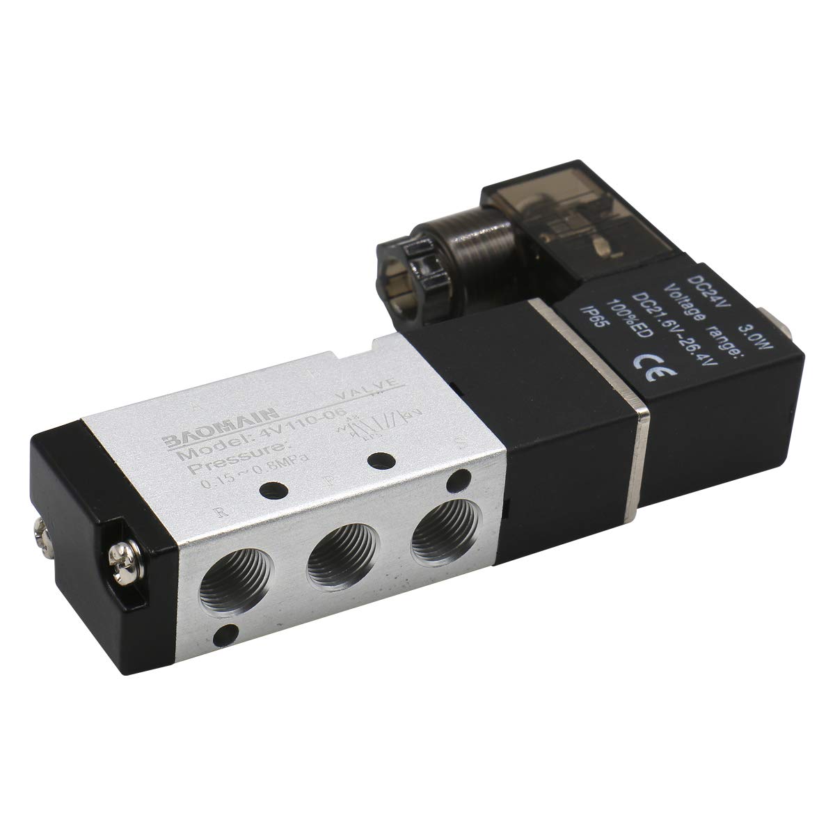 Baomain Pneumatic Solenoid Air Valve 4V11006 DC24V 5 Way 2 Position